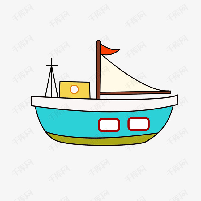手绘儿童画轮船插画