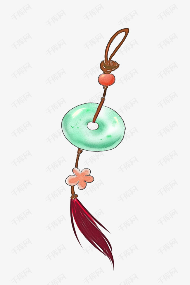 玉佩卡通手绘插画