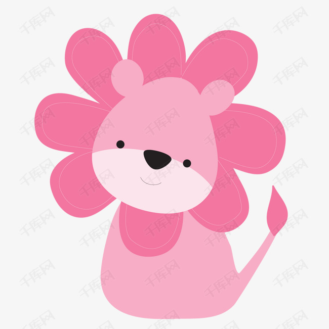 一只可爱的粉色狮子的素材免抠一只狮子粉色可爱卡通动物矢量图