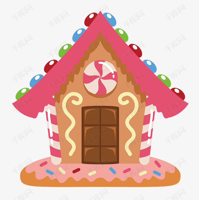 圣诞糖果屋免抠素材的素材免抠彩色糖果卡通房屋矢量图案圣诞节扁平化