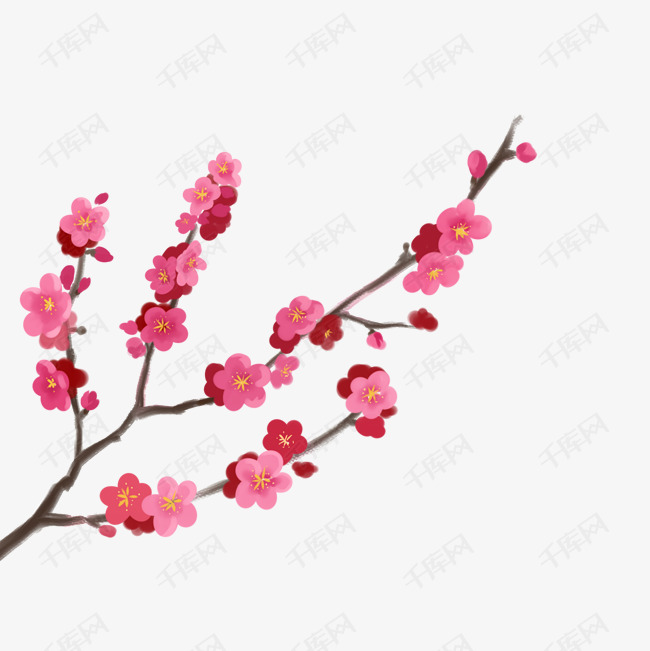 手绘梅花插画免扣素材