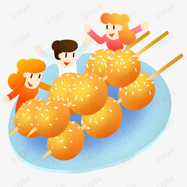 年夜饭糖油果子插画