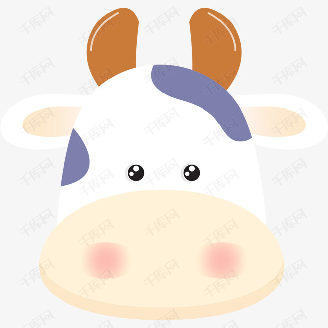 矢量呆萌奶牛头像的素材免抠可爱奶牛cow装饰动物头像卡通