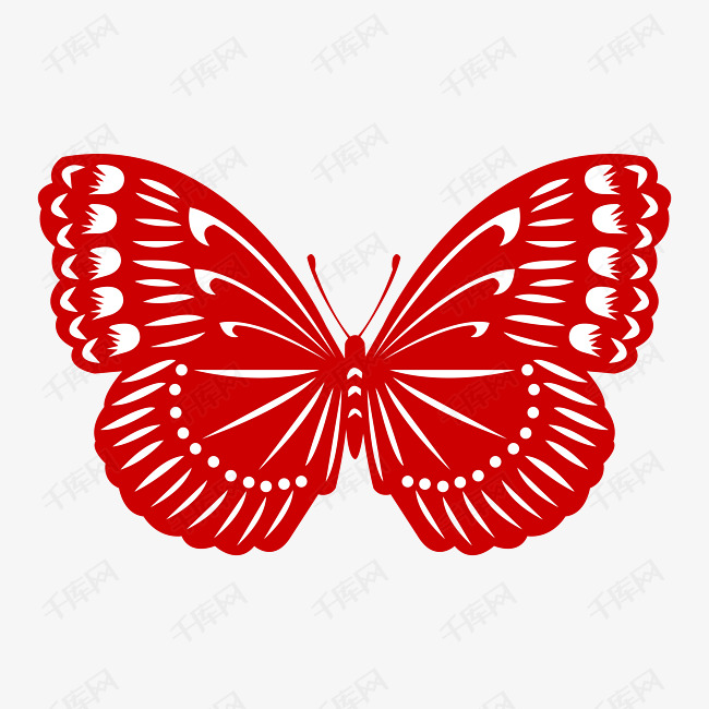 煽动翅膀的蝴蝶剪纸插画