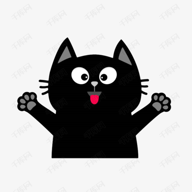 黑色卡通猫咪png