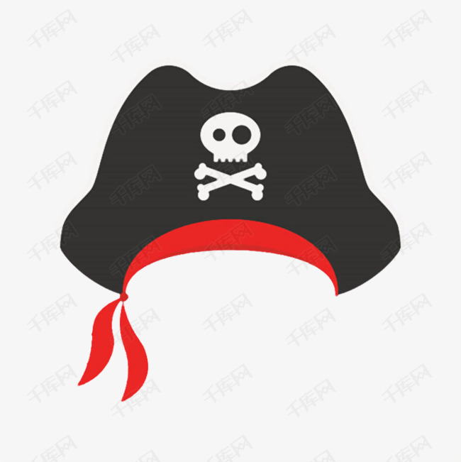 黑色骷髅头海盗帽png