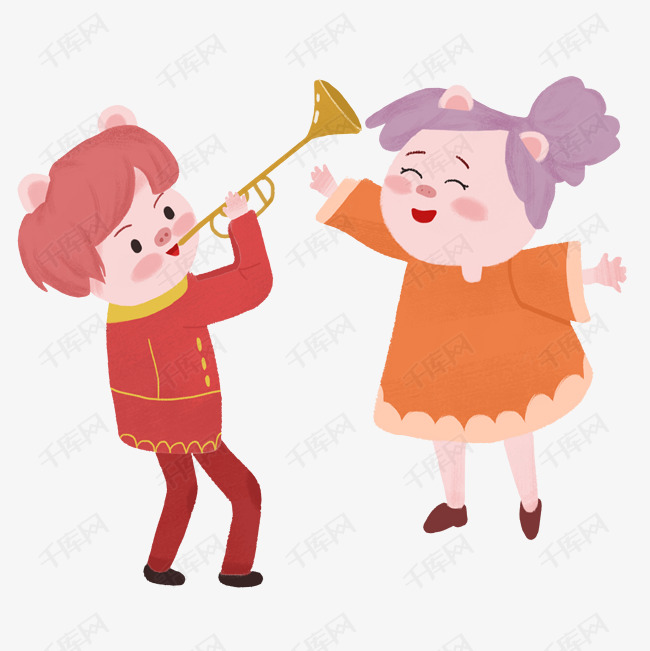 2019年春节新年小猪们吹喇叭