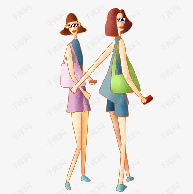 卡通手绘欧美个性女士创意画像素材图片免费下载_高清