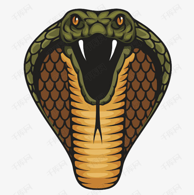 卡通绿色眼镜蛇毒蛇png