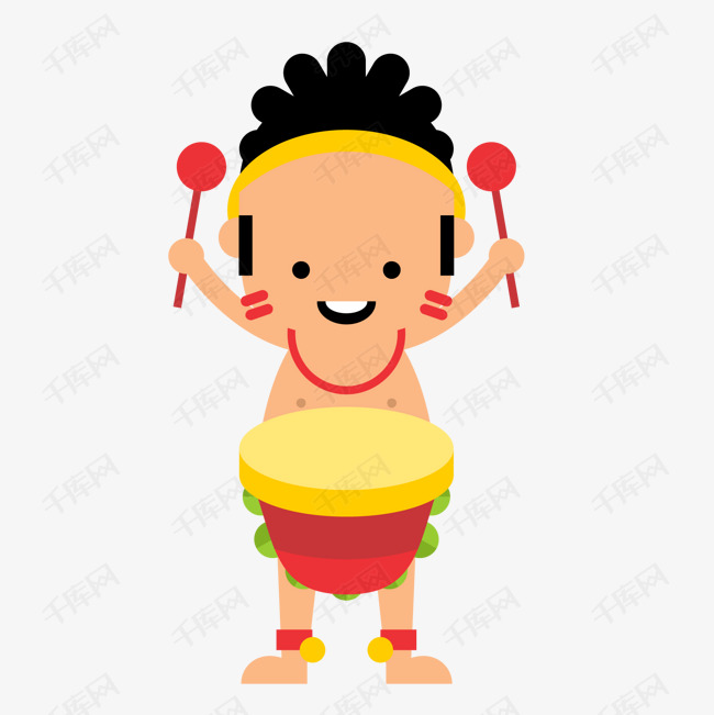 敲鼓的人物设计矢量图