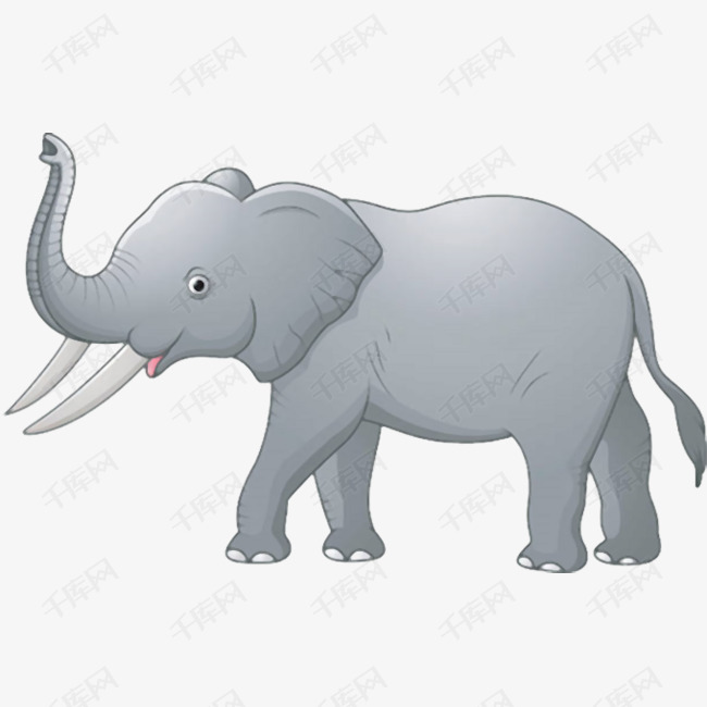 卡通手绘插画装饰灰色大象