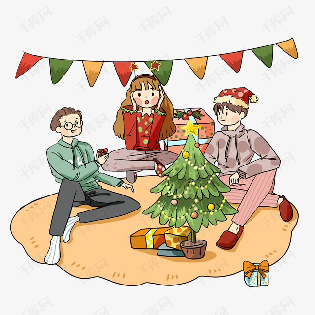 卡通手绘朋友共度美好时光创意海报