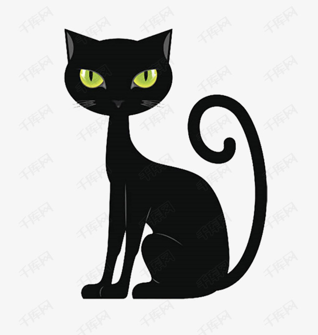 卡通手绘插画装饰夜猫子黑猫