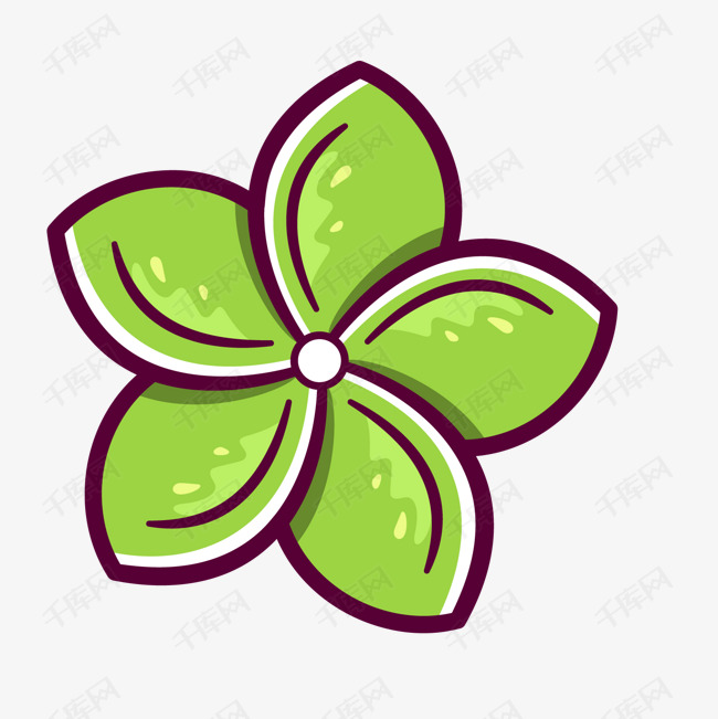 一朵扁平化的绿色花朵
