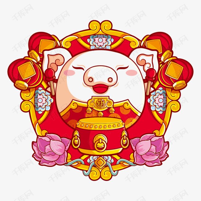 卡通矢量十二生肖猪