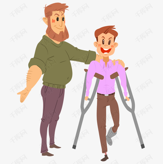 残疾人物手绘插画