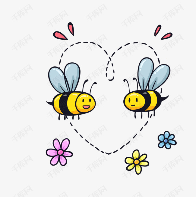 黑黄色卡通蜜蜂动物情侣