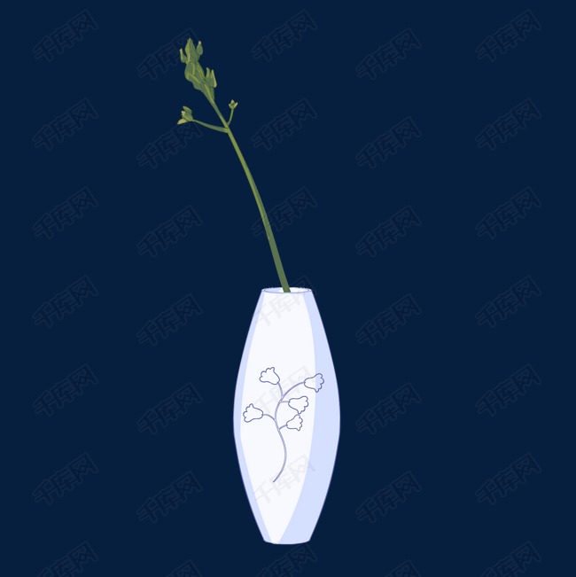 手绘植物花瓶插画