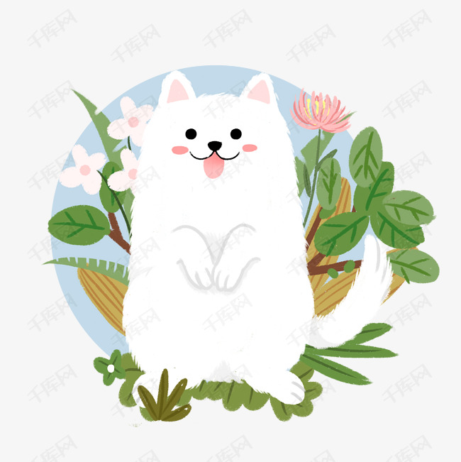 图片素材 卡通手绘可爱动物插画小狗  卡通手绘可爱动物插画小狗的