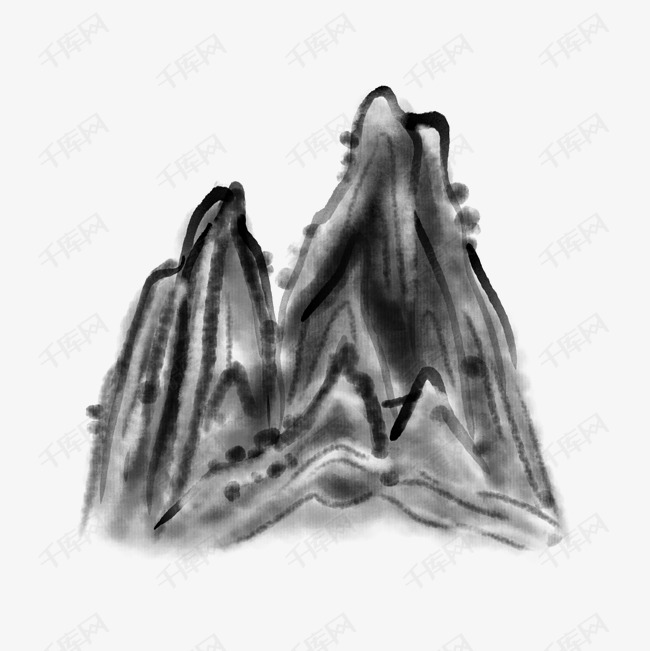 国画水墨山水中国风古风风景插画