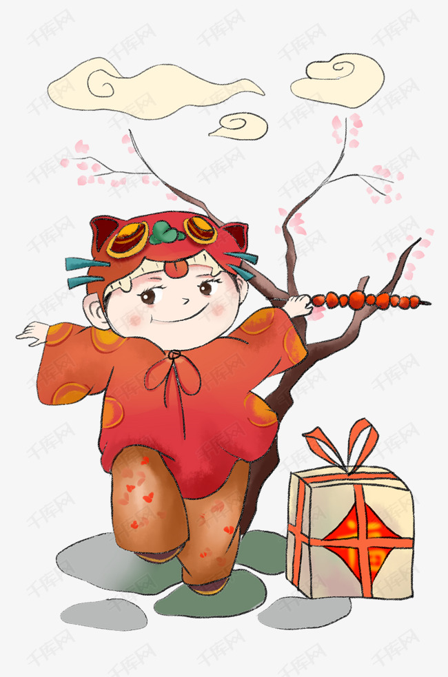 新年人物和冰糖葫芦素材图片免费下载_高清psd_千库网