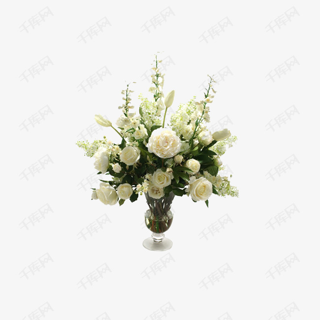 白色花朵现代插花的素材免抠白色花朵植物鲜花插花艺术装饰花朵