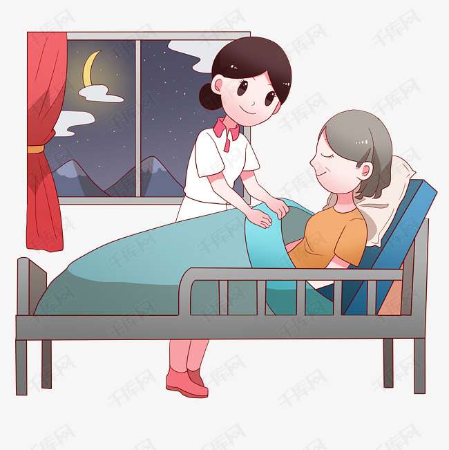 医疗人物和病床插画