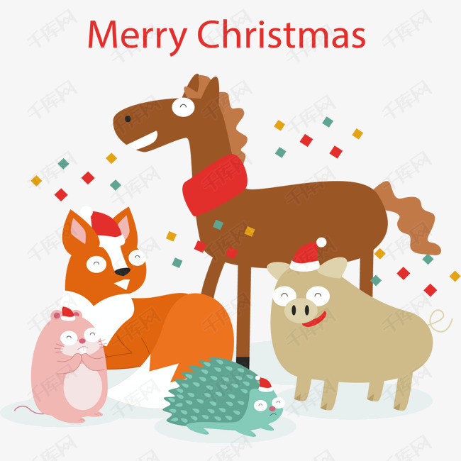 圣诞节快乐动物派对