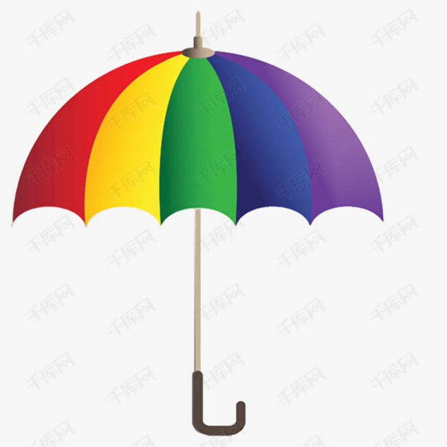 手绘卡通彩色雨伞