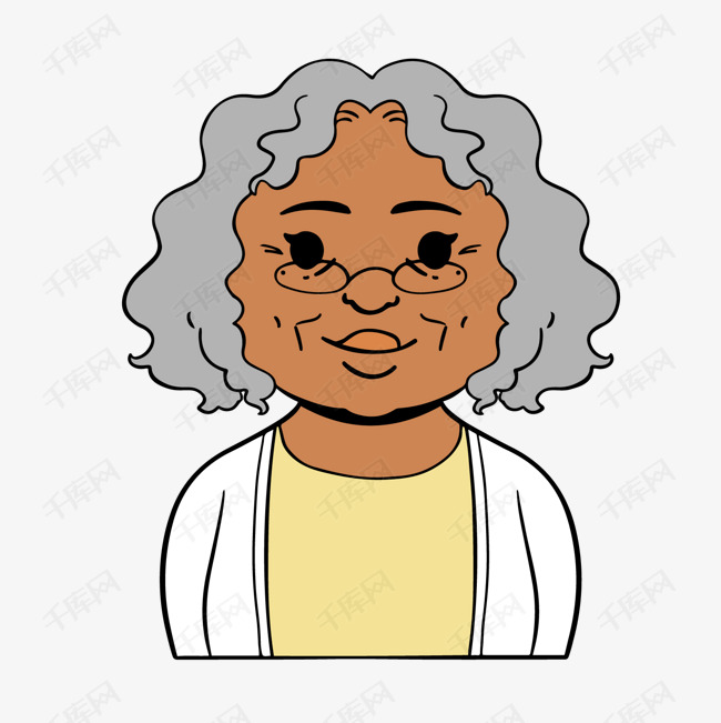 一个卷发的黑人老太太素材图片免费下载_高清