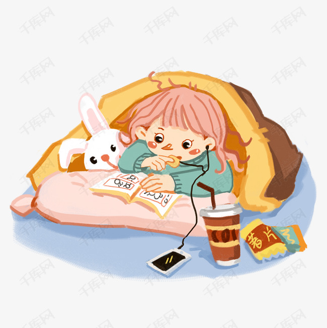 冬天保暖场景被窝玩手机宅