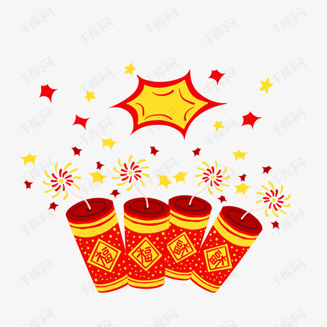 卡通手绘新年鞭炮素材图片免费下载_高清png_千库网