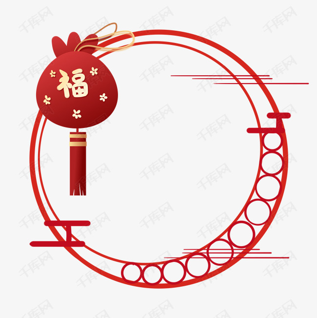 红色新年圆形边框
