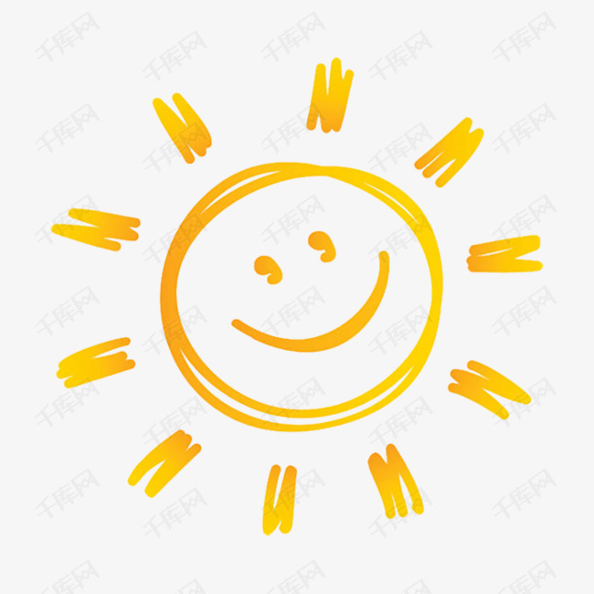手绘卡通微笑的太阳简笔画