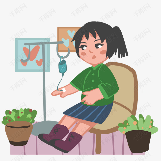手绘输液病人插画