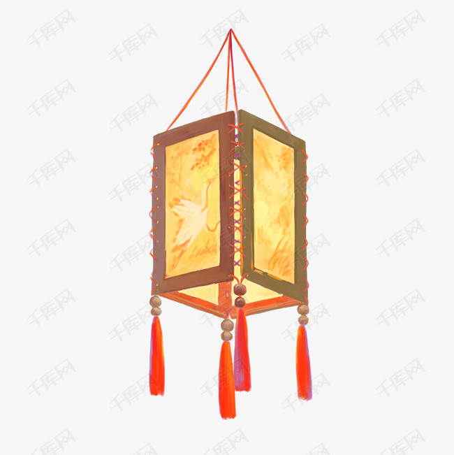 中国古风手绘物件插画灯笼