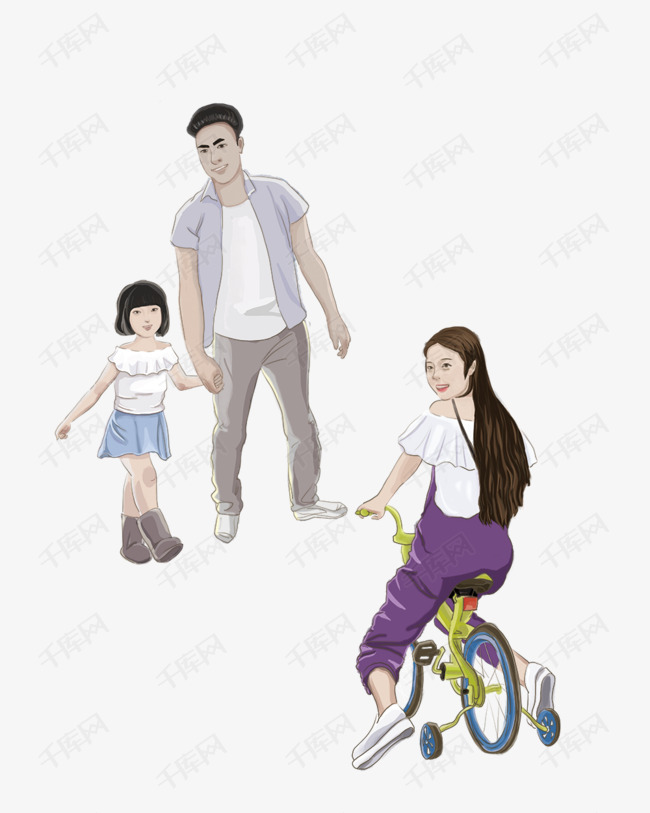 温馨一家人主题主题插画