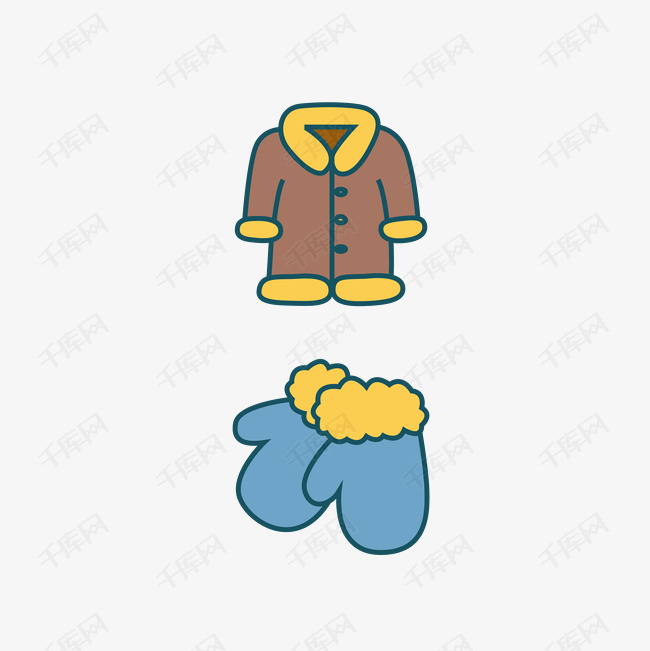 矢量简约卡通棉服手套