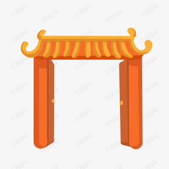 橙色敞开的大门插画