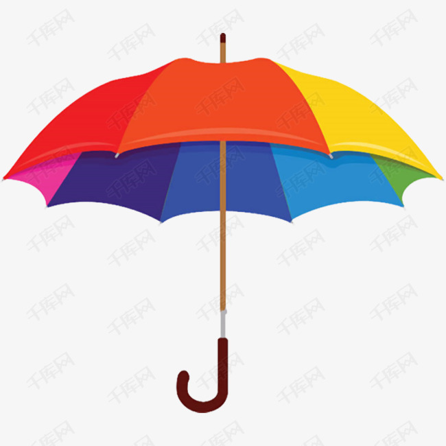 手绘卡通彩色雨伞