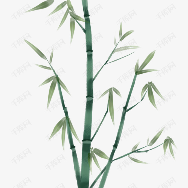 水墨绿色竹子插画素材图片免费下载_高清psd_千库网