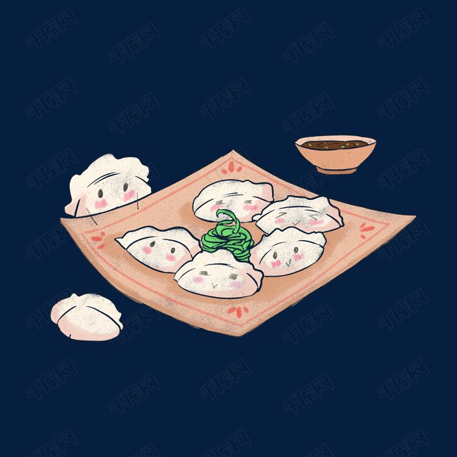 手绘冬至饺子插画