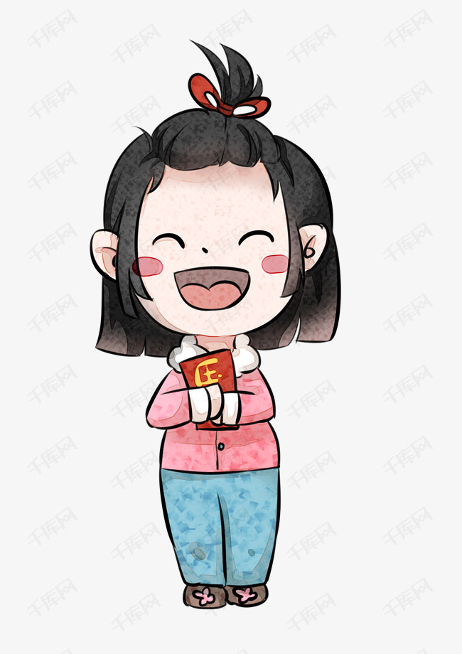 新年压岁钱收红包小孩子拜年png下载