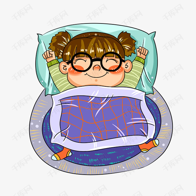 冬季宅在家伸懒腰手绘插画