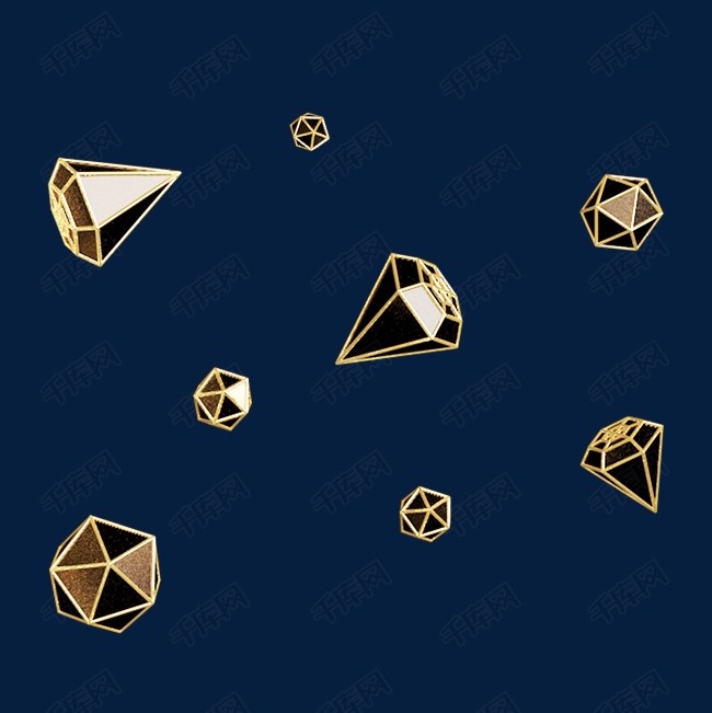 c4d金属风黑金风钻石形电商悬浮装饰