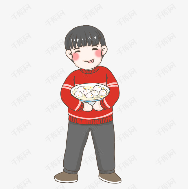 抱汤圆的小孩子png