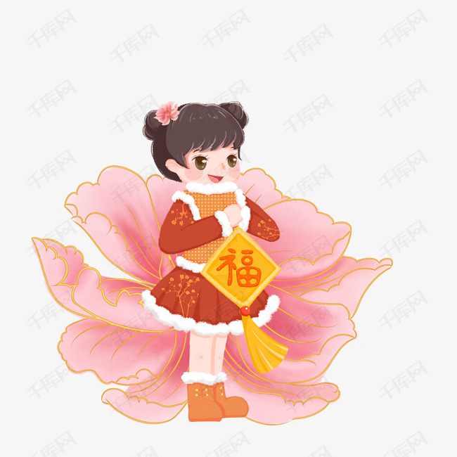 新年贺岁拜年小女孩素材图片免费下载_高清psd_千库网