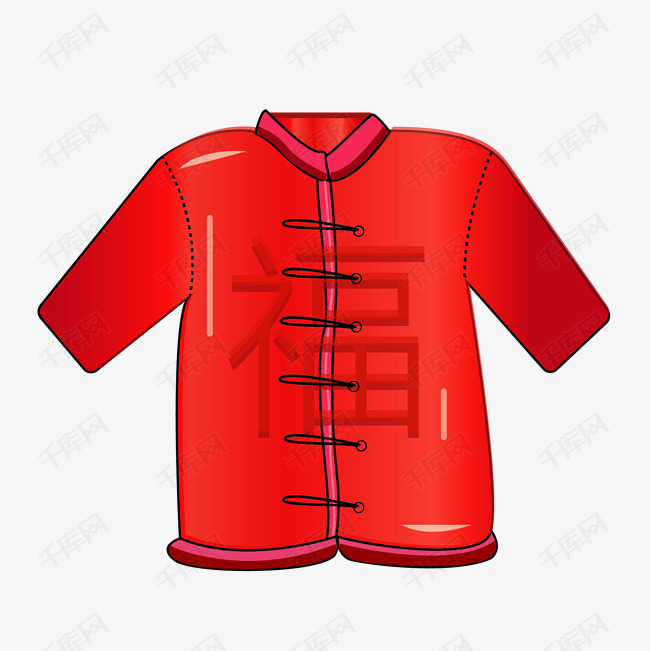 手绘新年红色棉袄插画素材图片免费下载_高清psd_千库