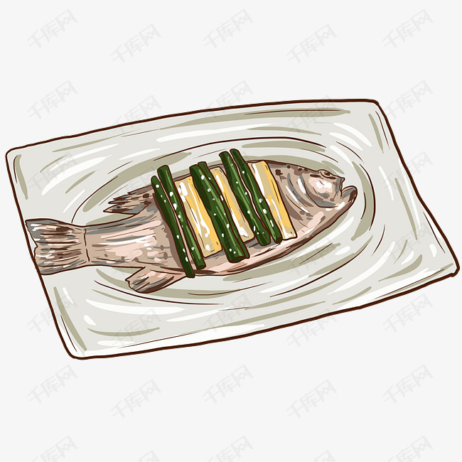 手绘卡通可爱鱼食物插画食物