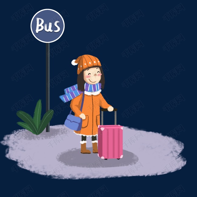 春节春运回家团聚旅行旅游手绘卡通